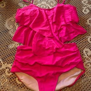 Hot Pink two Piece Tankini Set Large